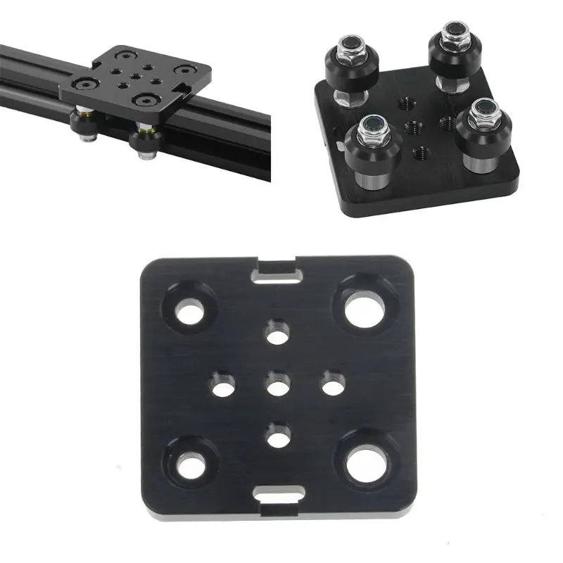 Black V Slot Gantry Plate Mini V Gantry Rod Plate V-Wheel Support Plate for 3D Printer Accessories Aluminum  R2LB