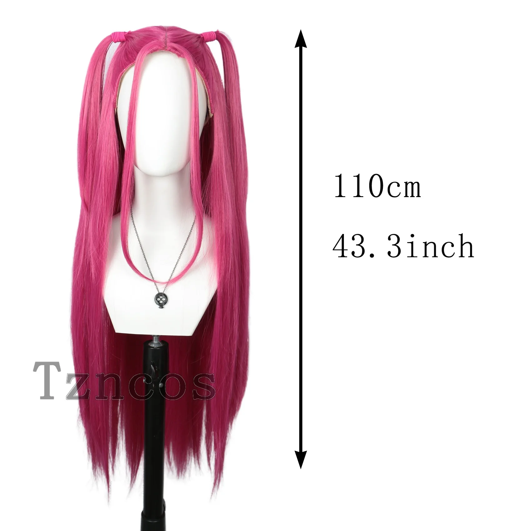 Tzncos Long Pink Mira Cosplay Wig Heat Resistant Synthetic Fiber Rose Net For Christmas Halloween