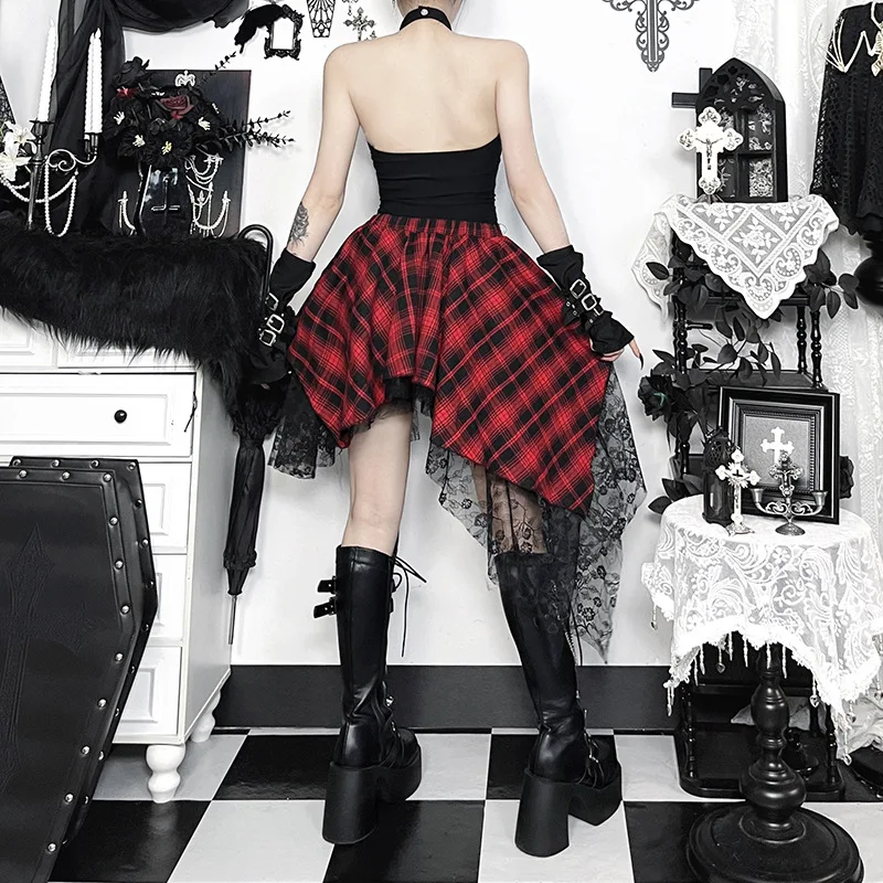 Gothic Dark Punk Style Irregular Patterned Half-skirt Women's 2026 New Subculture Sweet-cool Tough Girl Dress