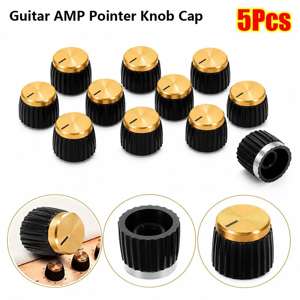 5Pcs 20x16mm Guitar AMP Pointer Knob Cap Plastic Heat Resistance Amplifier Knob Replacement Set Screw Fixed
