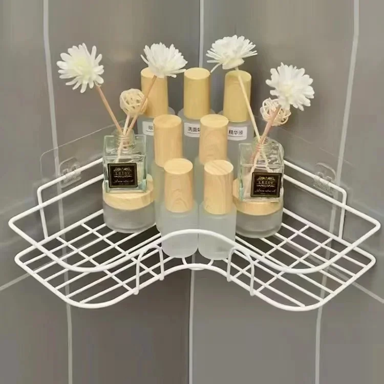 1 Stück Badezimmer-Organizer Regal Wandmontiertes Eckregal Shampoo-Halter Kosmetik-Aufbewahrung Eisen-Duschablaufkorb