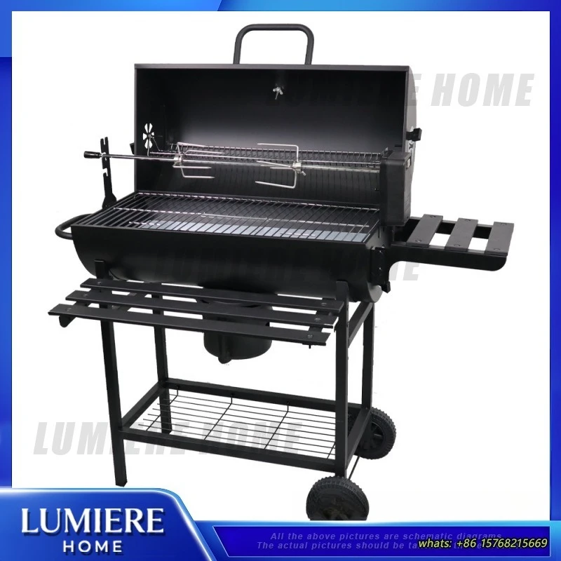 Outdoor Charcoal BBQ Grill for Patio Backyard Camping 5 Person Portable Folding BBQ Smoker Grill with Adjustable Height and