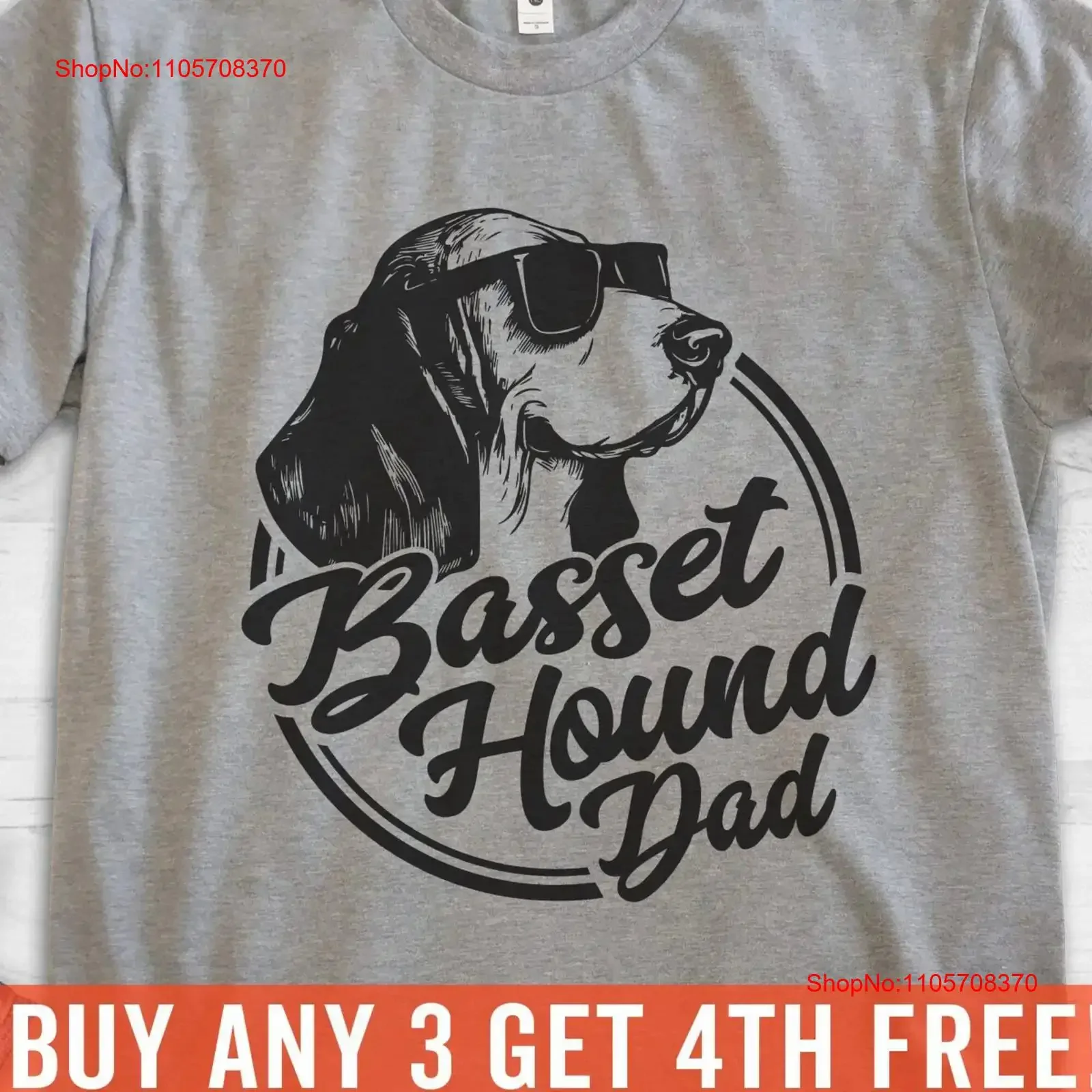 Basset Hound Dad Men's T Shirt Owner Funny Dog vintage Washed Stretched Unisex streetwear Stylish Slightly homme graphic Soft