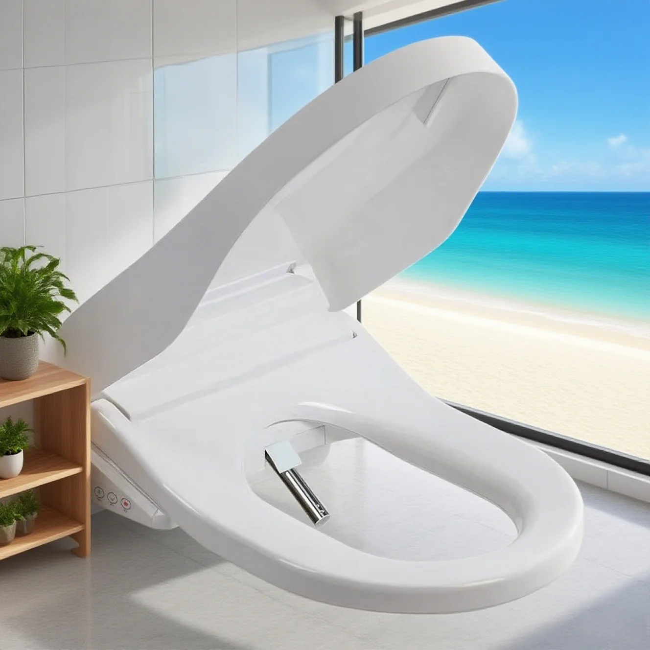 U-Bidet Smart Elongated Toilet Seat Energy Saving LED Display Instant Heating Auto Cleaning Features Durable Plastic