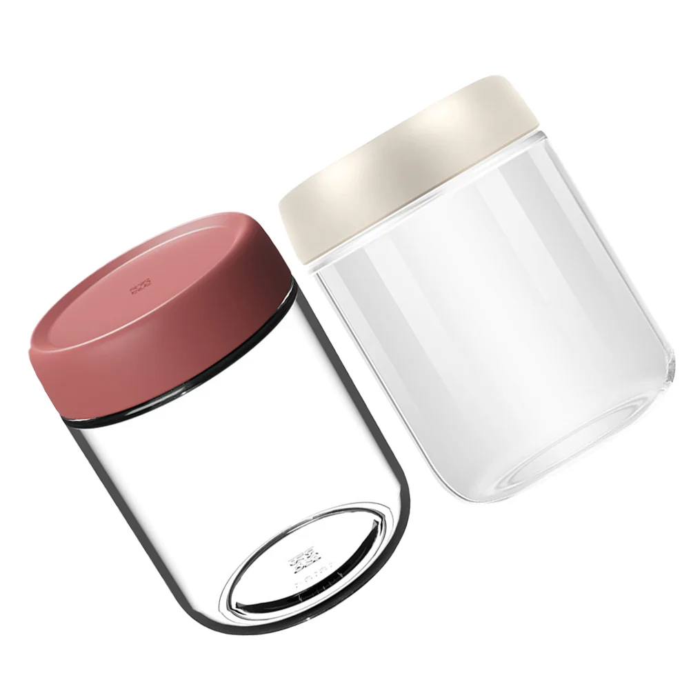 

2Pcs Airtight Glass Food Storage Canister Sealed Jar Kitchen Storage Clear Lid Glass Canister Loose Tea Jar