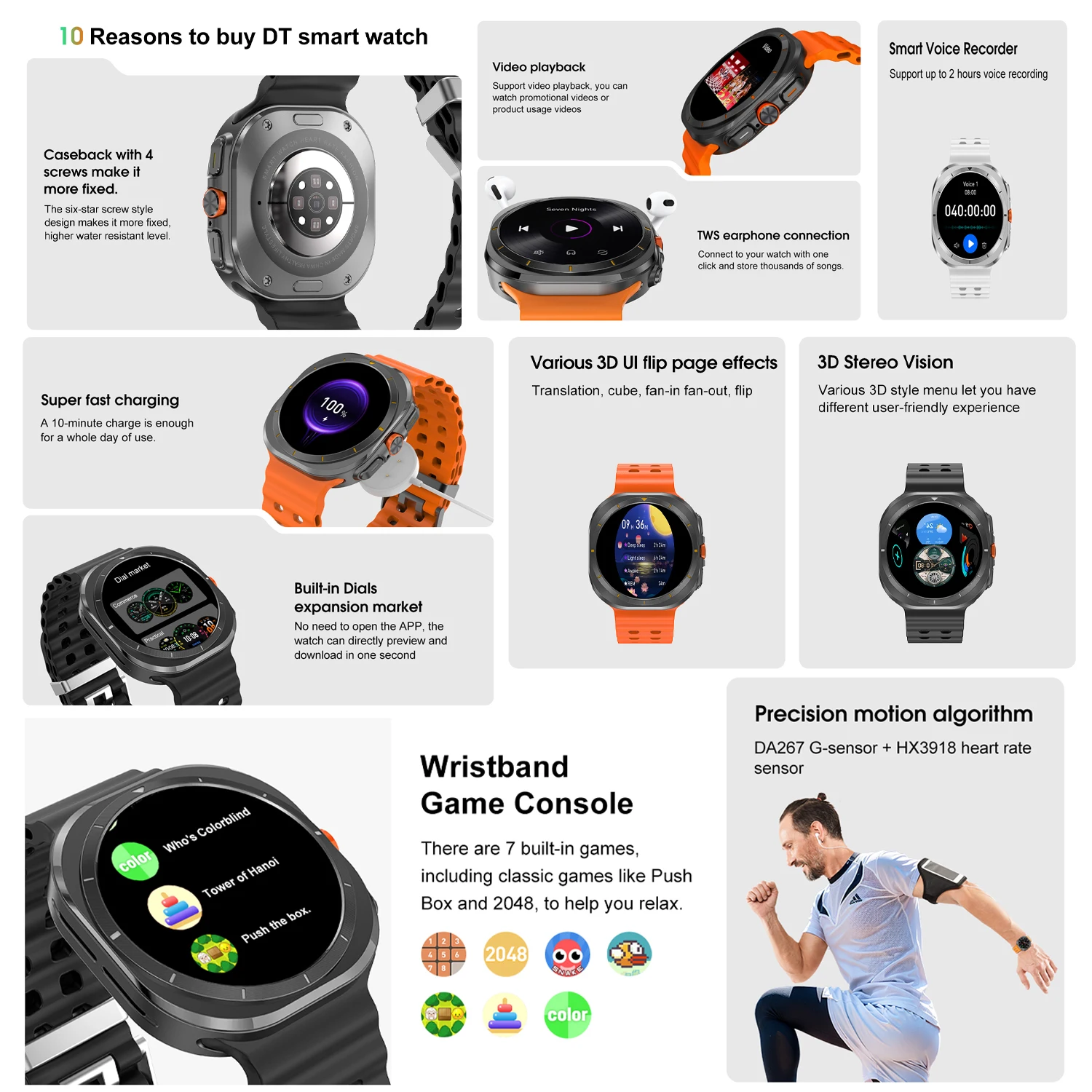 2025 New Watch 7 Ultra Smart Watch Men 32GB Memory 3D Video Display Sports SmartWatch GPS NFC Compass Blood oxygen Smartwatch