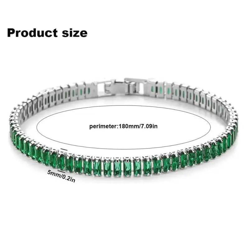 1Pcs Multi-Color Baguettes Tennis Bracelet 2.5x5mm Stones Shiny Link Bracelet for Women Wedding Daily Wear
