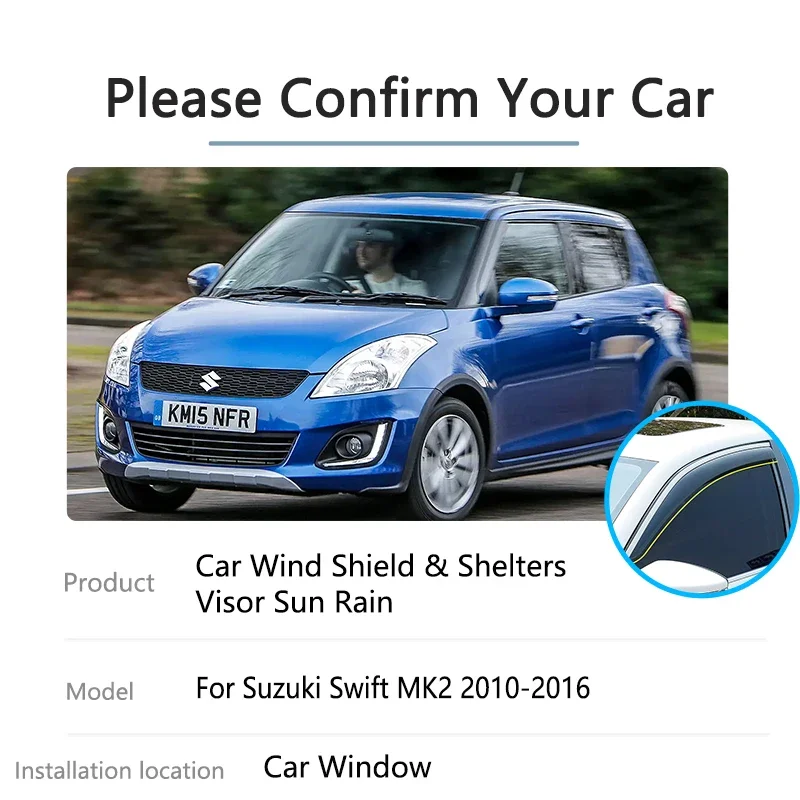 For Suzuki Swift MK2 2010~2016 5-door Sun Rain Window Visor Smoke Deflector Vent Awning Guard Trim Protector Accessories Sticker