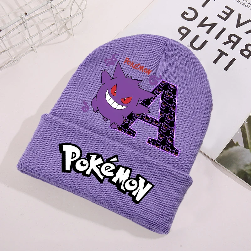 

Pokemons Knitted Hat Boy Girl Cartoon Anime 26 Letters Woolen Hats Autumn Winter Wind Resistant Warm Beanies Caps Beanie Bonnet