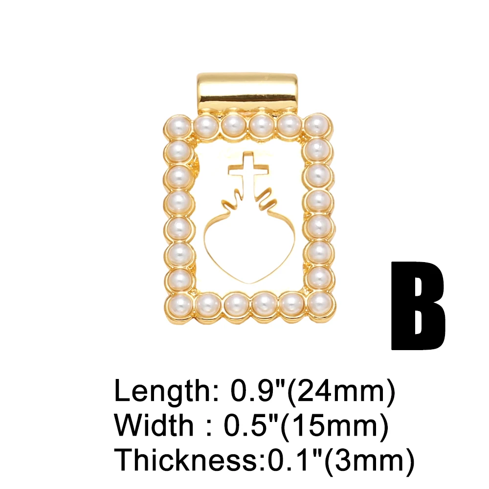 OCESRIO Fashion Shell Virgin Mary Pendant for Necklaces Copper Gold Plated Pearl San Benito Jewelry Making Component pdtb663