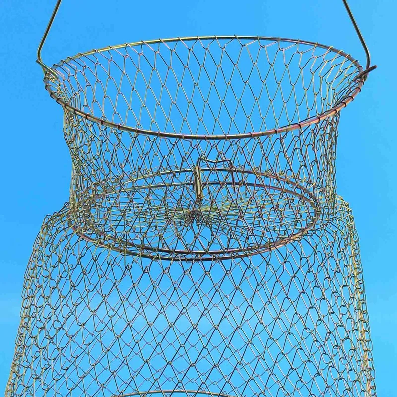 Foldable Portable Steel Wire Fishing Pot Trap Net Crab Crawdad Cage Fish Basket