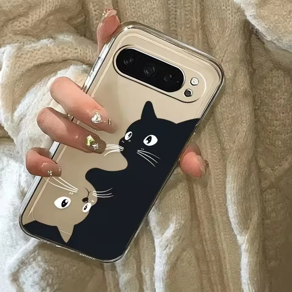 Hot Kawaii Cartoon Black Cat Pattern Clear Soft Case For Google Pixel 11 10 9 8 7 6 Pro XL 9a 8a 7a 6a Silicone Anti-Drop Cover view 6