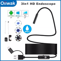 Endoscope Inspection Camera 3 in 1 Micro USB/Type-C Mini Inspection Camera for IOS iphone Waterproof Pipeline Borescope