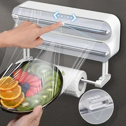 3in1 New Food Film Dispenser Magnetic Wrap Dispenser With Cutter Storage Box Kitchen Tool Aluminum Foil Baking Paper Cutter