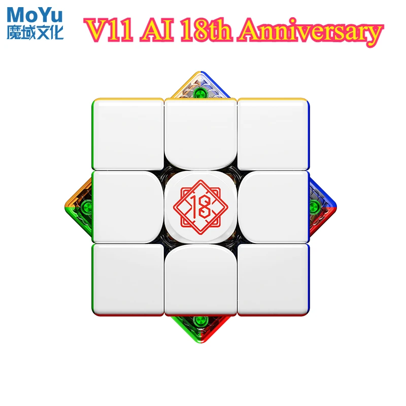 

MoYu 3x3 Ai Cube WeiLong V11 AI 18-летие Edition 3x3x3 Cube 8M Maglev Ball-Core UV Magnetic Magic Speed Cubo Fidget Toys