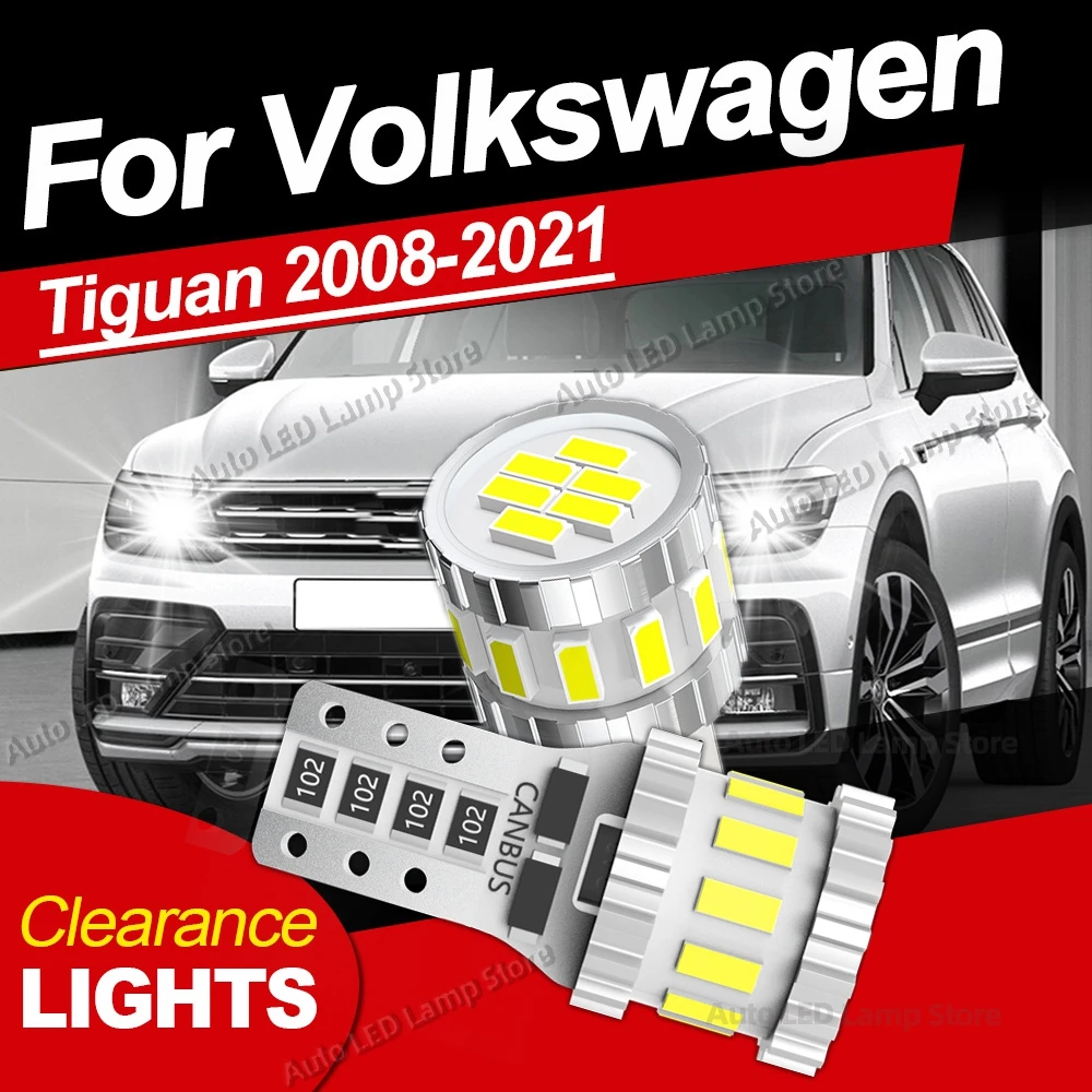 2PCS For Volkswagen VW Tiguan 5N MK2 MK1 Allspace 2008-2017 2018 2019 2020 2021 LED Parking Light T10 W5W Clearance Lamp CANbus