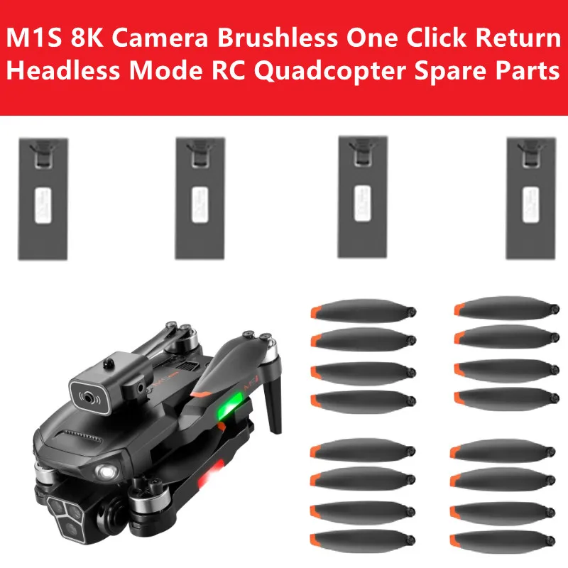 M1S 8K Câmera Brushless One Click ReturnHeadless Mode RC Quadcopter Peças de reposição 3.7V 1800Mah Bateria/Hélice/USB