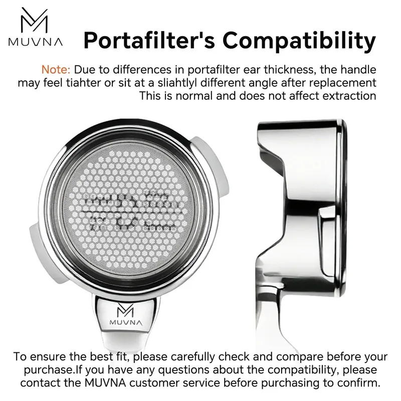 MUVNA Lucifer Nuova Espresso Bottomless Portafilter 58mm 2 Ear with Double-layer Filter Basket Fits Nuova Coffee Machine