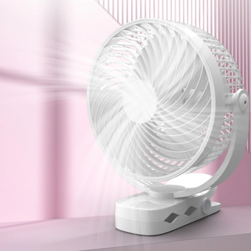8 Inch Large Capacity Clip On Desktop Fan Anti Drop Durable Low Noise Brushless USB Rechargeable For Home Office Dorm Bedside