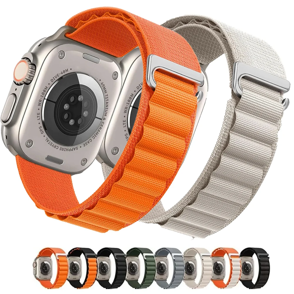 Alpine Loop correa para Apple Watch Ultra band, pulsera deportiva de nailon de 49mm, 45mm, 44mm, 42mm, 40mm, 41mm, iWatch series9, 8 SE, 5, 7, 6, 4, 2 correas