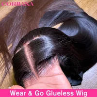 Pelucas de cabello humano liso sin pegamento HD 13x6, peluca Frontal de encaje 7x5 Wear And Go en venta de liquidación, peluca con malla Frontal recta de 250% 30 pulgadas