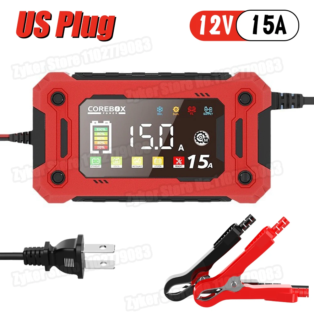 12V 15A 8A Auto- und Motorrad-Smart-Batterieladegerät für Lifepo4 Blei-Säure AGM Digital-Touchscreen Lithium-Eisenphosphat-Ladegerät – Detail 10