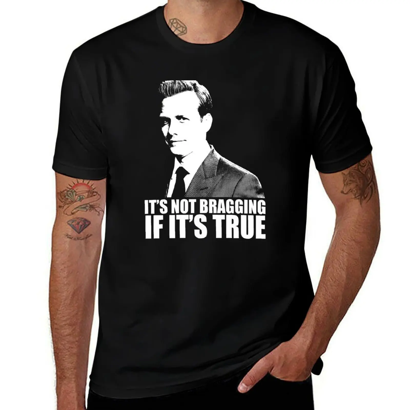Suits Harvey Specter It's Not Bragging Tshirt white T-Shirt Work Outdoor Short Sleeve Tee