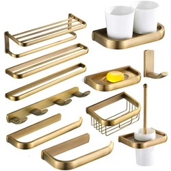 Bronze Bathroom Accessories Hardware Set Antique Brass Bath Towel Shelf WC Brush Holder Paper Roll Basket Towel Ring Coat Hooks