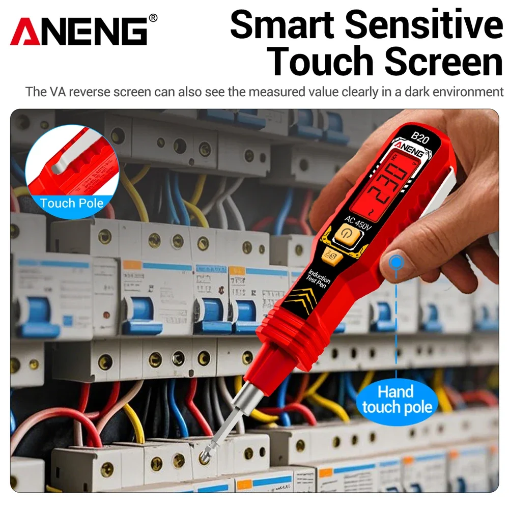ANENG B20 Voltage Tester Pen NCV AC 30~1000V Detector Dual Color Backlight Screwdriver LED Flashlight Sound Alarm Auto Shutdown