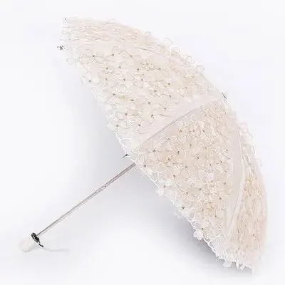 

UV protection two fold double layer, lace embroidered flower, sunshade, sun umbrella, vinyl princess