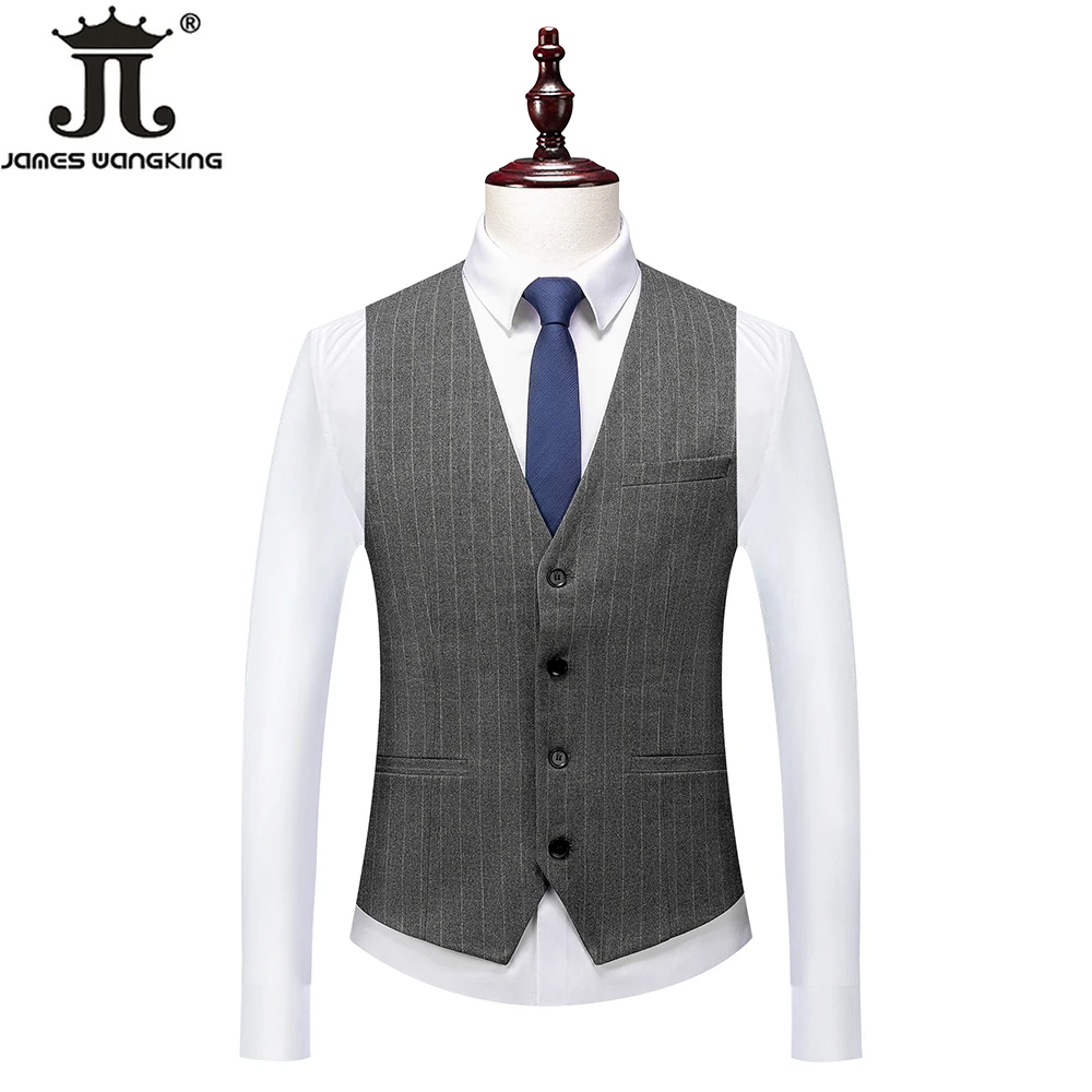 ( Jacket + Vest + Pants ) Luxury Boutique Striped Men\'s Formal Casual Business Office Suit Groom\'s Wedding Dress Plaid Suits