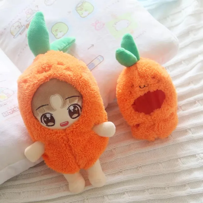 

20cm Kawaii Idol Doll Clothes Cute Cartoon Carrot Coat Bunny Shoes Set Plush Doll Clothes Accessories Toys for Girls Gifts
