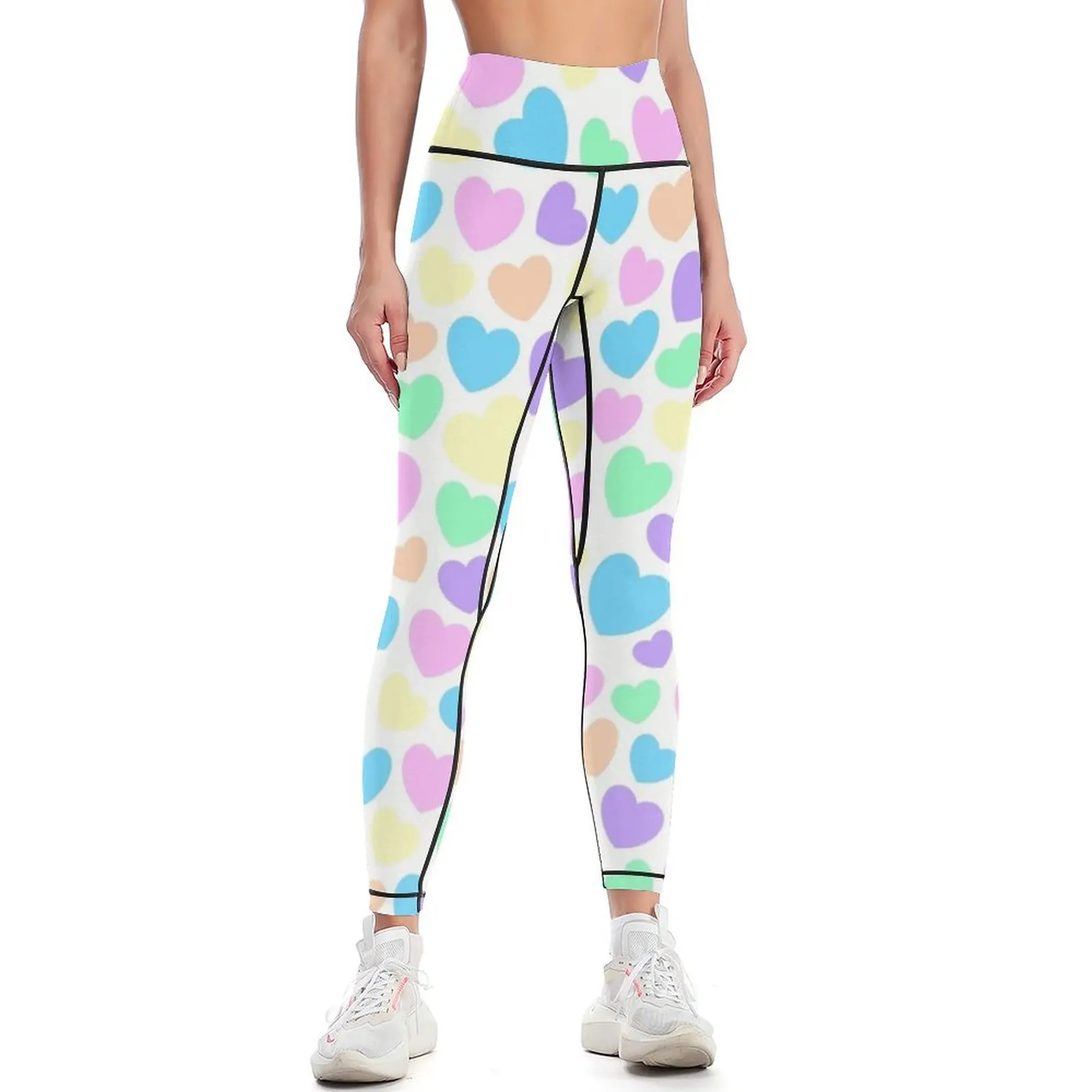 Pastel Rainbow Hearts Leggings sport set sporty woman gym legging push up sporty woman push up Womens Leggings