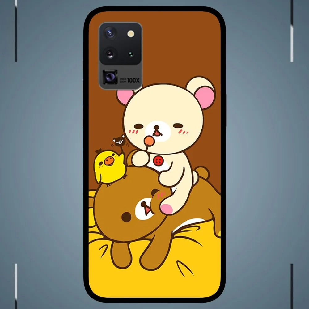 Cute R-Rilakkuma Phone Case For Samsung Galaxy S24 S23 S22 S21 S20 FE Note 20 Ultra 5G Black Phone Case