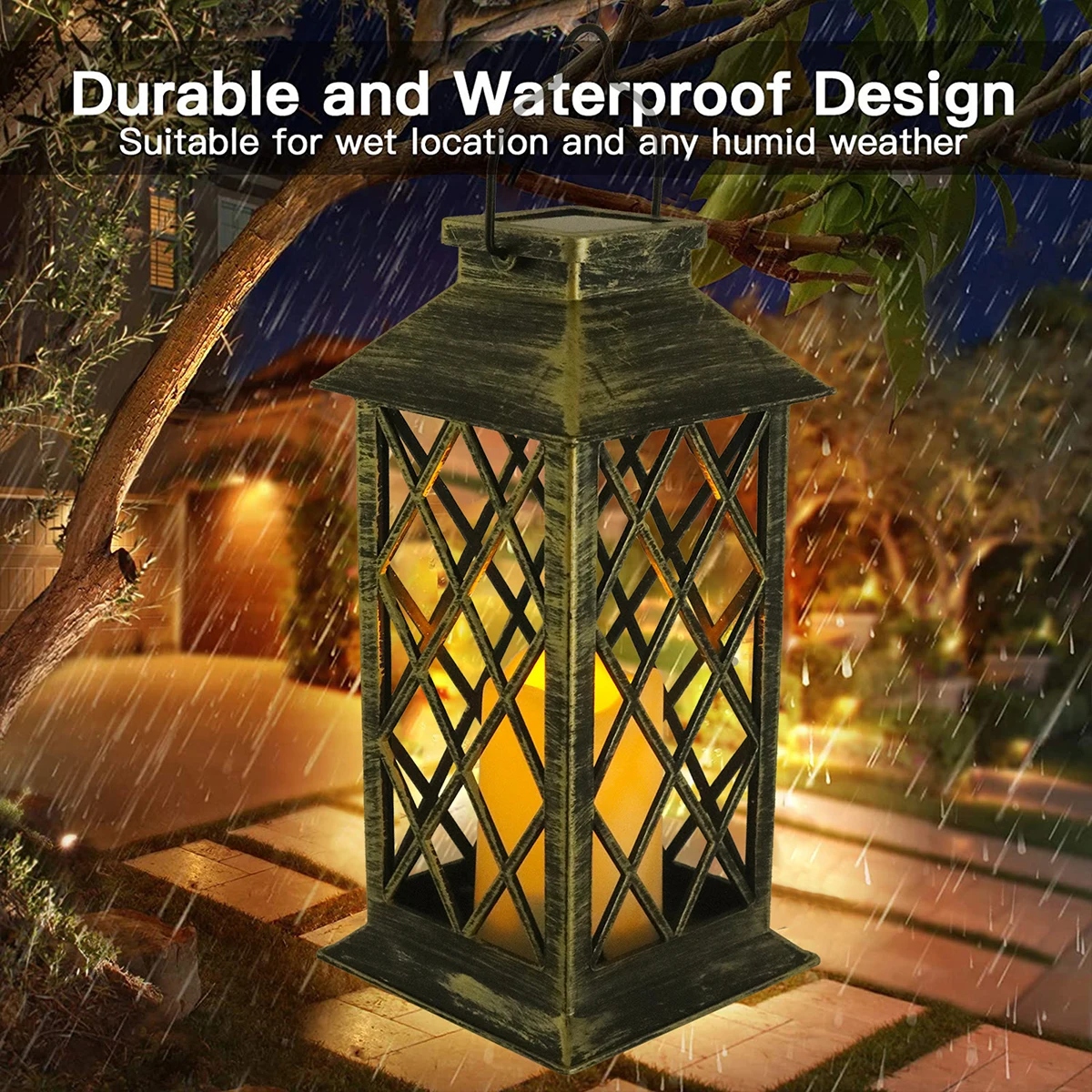 6/1pcs Solar Lantern  Flickering Candle Table Lamp Flame Wind Hanging Lights for Garden Courtyard Corridor Stair Palace Lantern