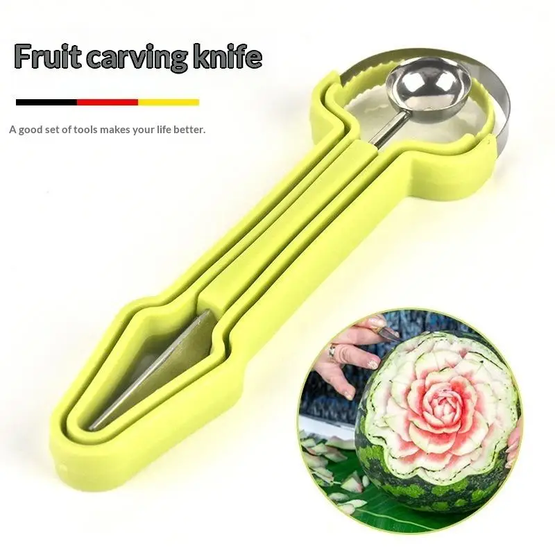 3 In 1 Fruit Knife Fruit Baller Fruit Scooper Meat Extractor Watermelon And Cantaloupe Carving Knife