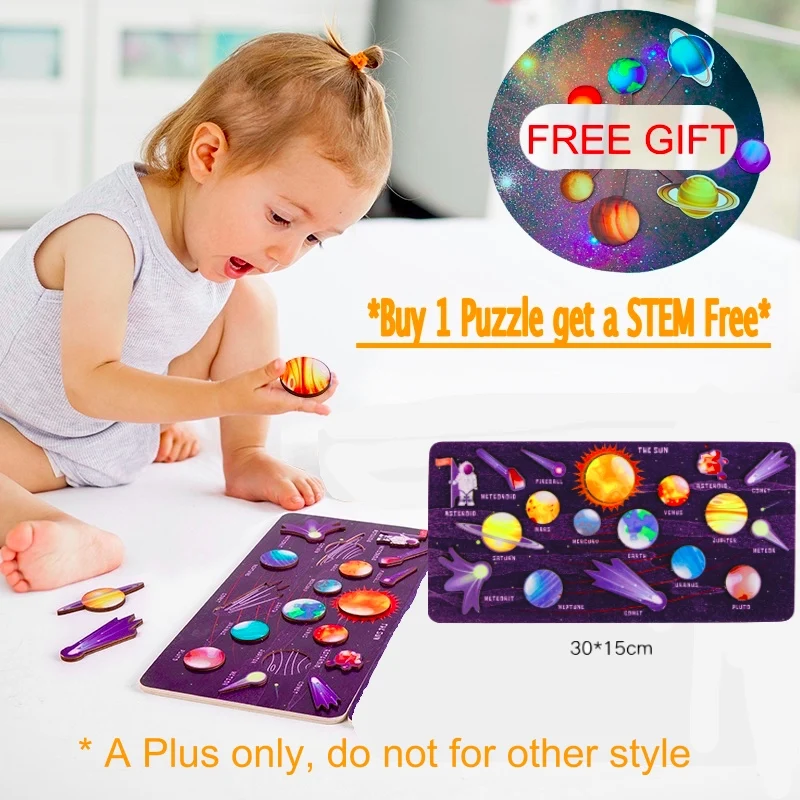 

Montessori Solar System Educational Toys Galaxy Eight Planets Science Toys Planetarium Wooden Space Board Universe Teaching Aid