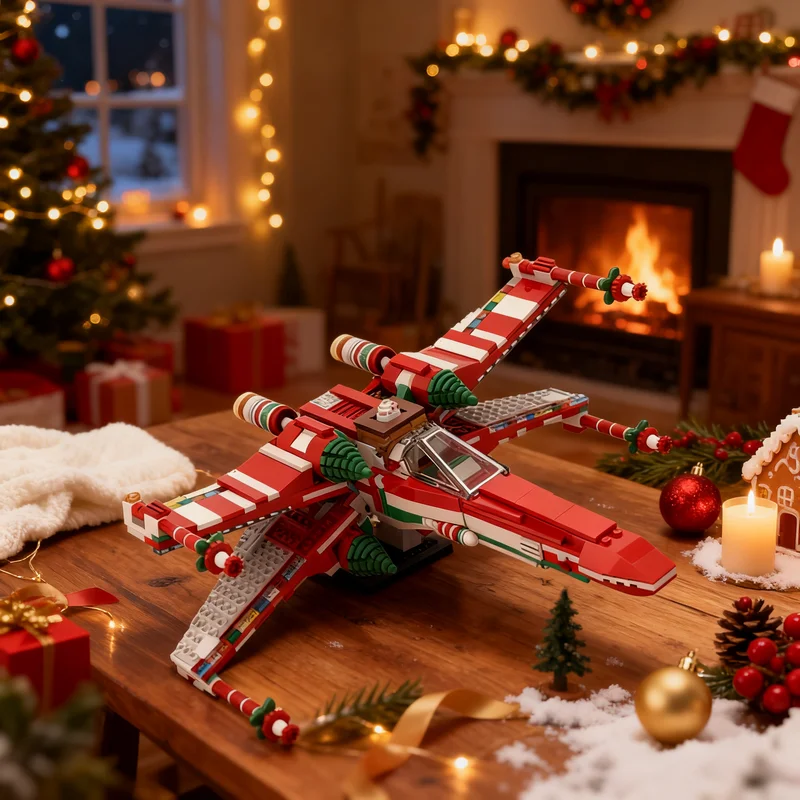 733pcs MOC Star Battle XMAS Wing Fighter Model Building Blocks Construction Christmas Gift Toys Creative Birthday DIY Collection
