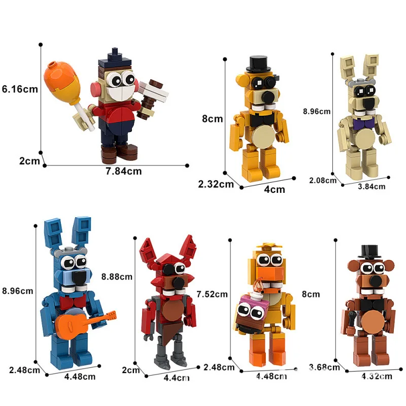 Fnaf cinco noites no freddy figura de ação brinquedos montados jogo periférico dos desenhos animados diy modelo crianças presentes aniversário brinquedo