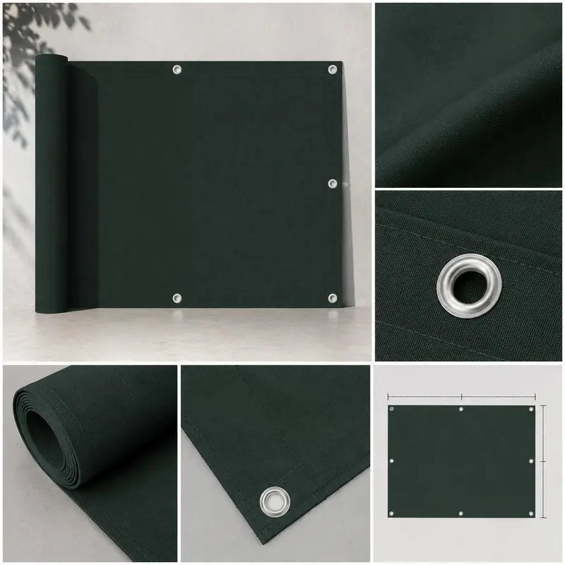 Paravent de balcon vert foncé 75x600cm en tissu Oxford facile à nettoyer et durable