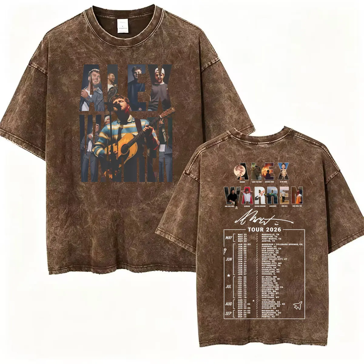 Alex Warren Moon Artwork Musiktour 2026 Vintage Washed T-Shirt für Männer und Frauen, Mode Punk Hip Hop T-Shirts, Sommer-Oberteile, lockeres T-Shirt – Detail 16