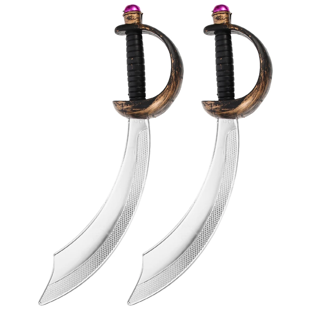 2pcs Pirate Sword Toy Halloween Pirate Knife Prop Party Pirate Costume Cosplay Sword Accessory Halloween Party Festival Decor