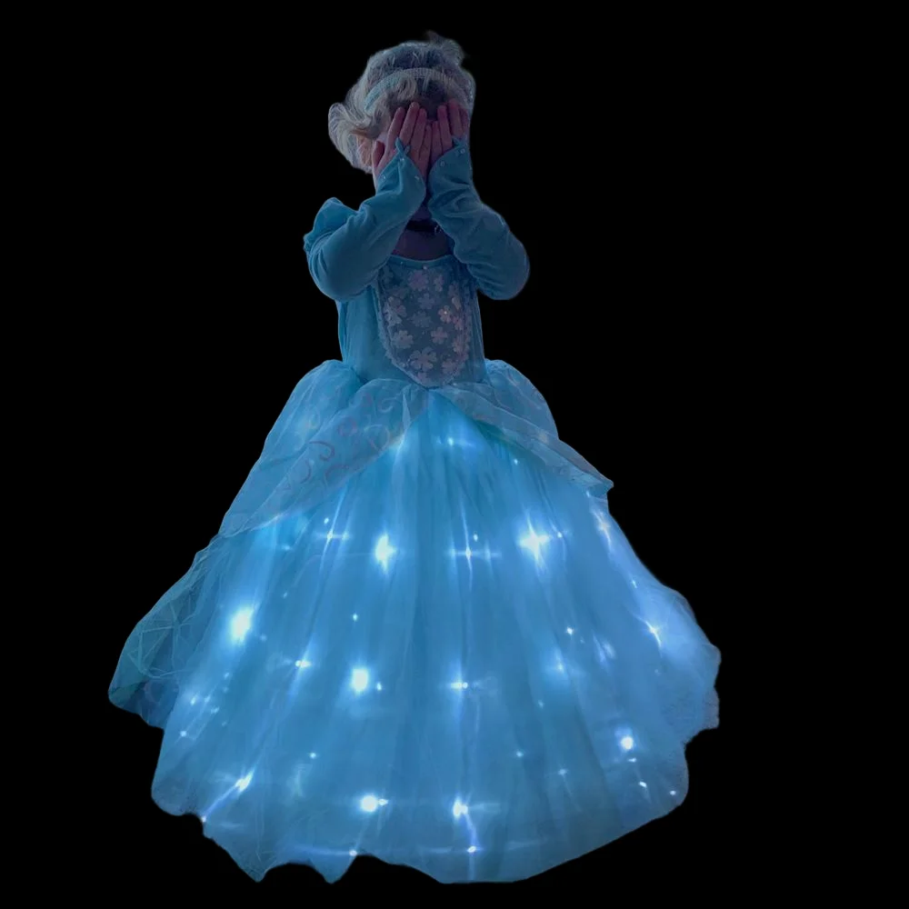 Illumina cenerentola Princess Girls Cosplay Dress Costume Led Vestidos Birthday Party Dress vestiti di Halloween