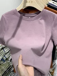 Maglietta da donna maglietta da ragazza abbigliamento donna Top maglietta in cotone maglietta primaverile a maniche corte da donna Sexy Y2k Top bianco