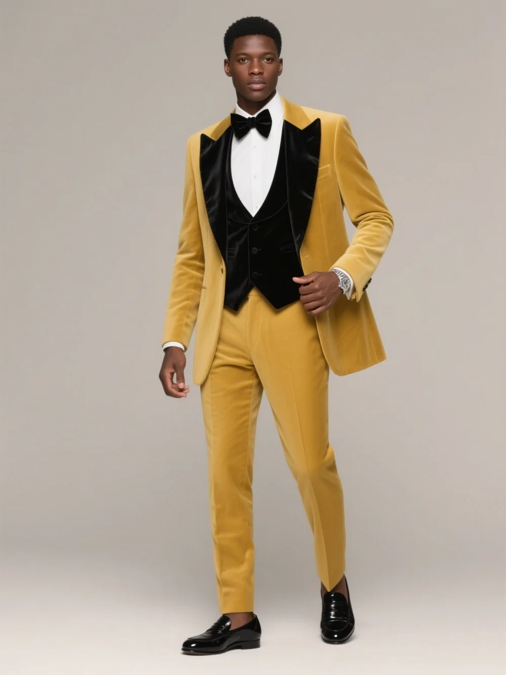 

Handsome Velvet Men's Suit Set For Wedding Stylish Single-Breasted Classic Business 3PCS Men's Suit Set (Jacket, Vest, Pants)
