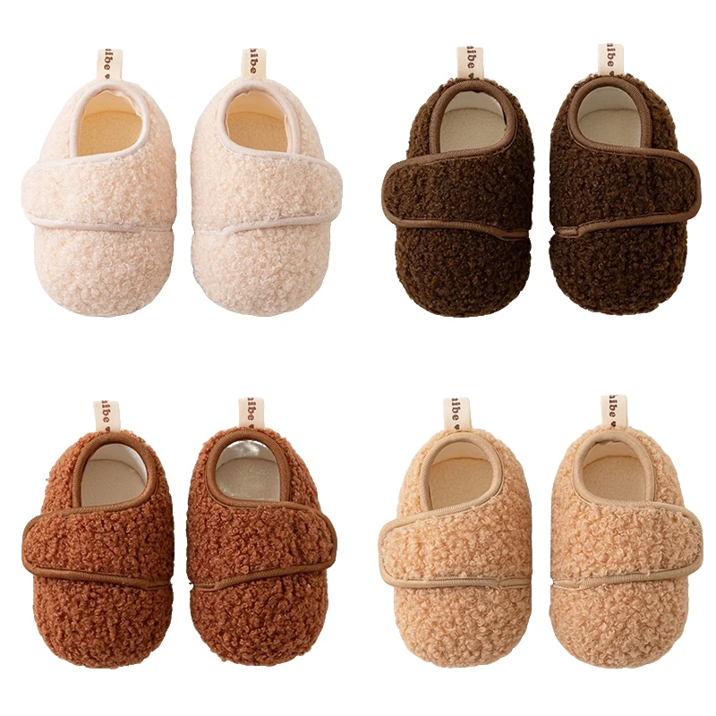 Newborn Baby Shoes Winter Warm Soft Anti Slip Sole Teddy Fleece Infant Shoes Casual Toddler First Step Footwear for Boys Girls