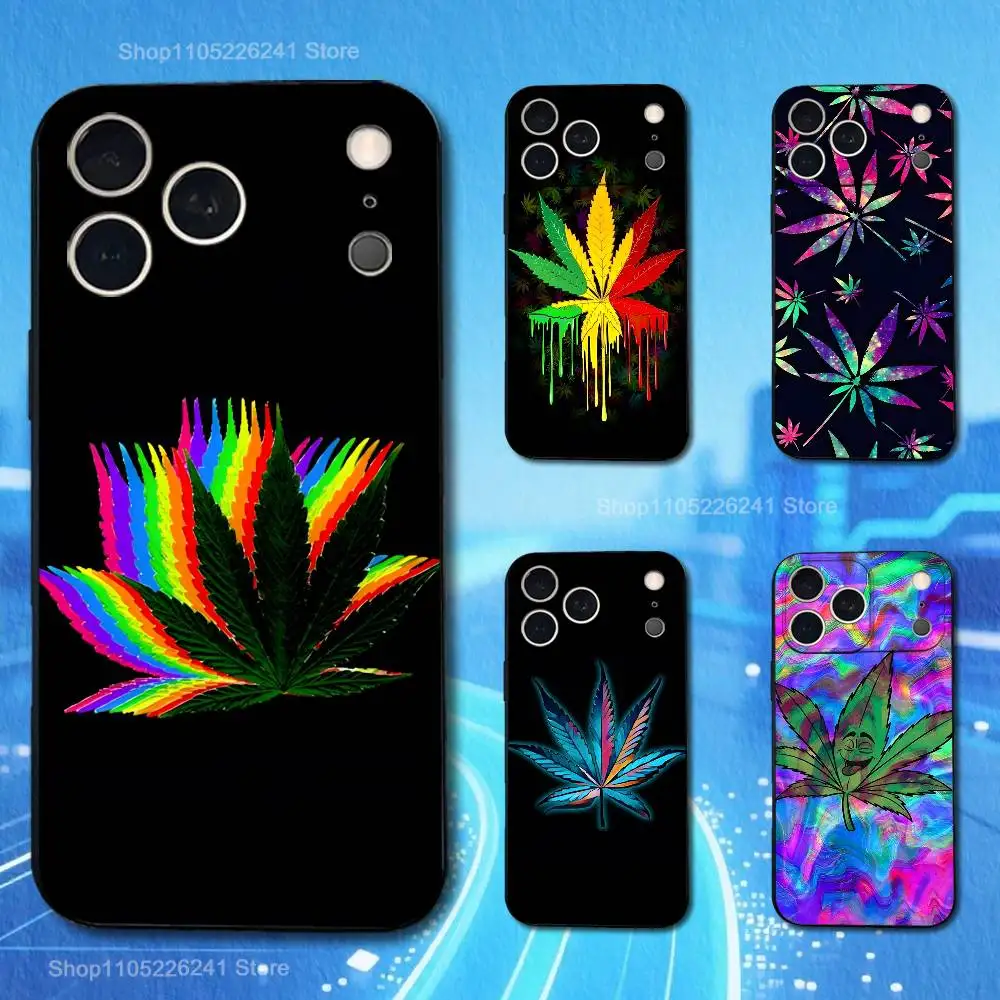 

happy Color Art High Weed Phone Case For iPhone 17,16,15,14,13,12,11,Plus,Pro Max,XS,X,XR,SE,Mini,8,7,Soft Silicone Black