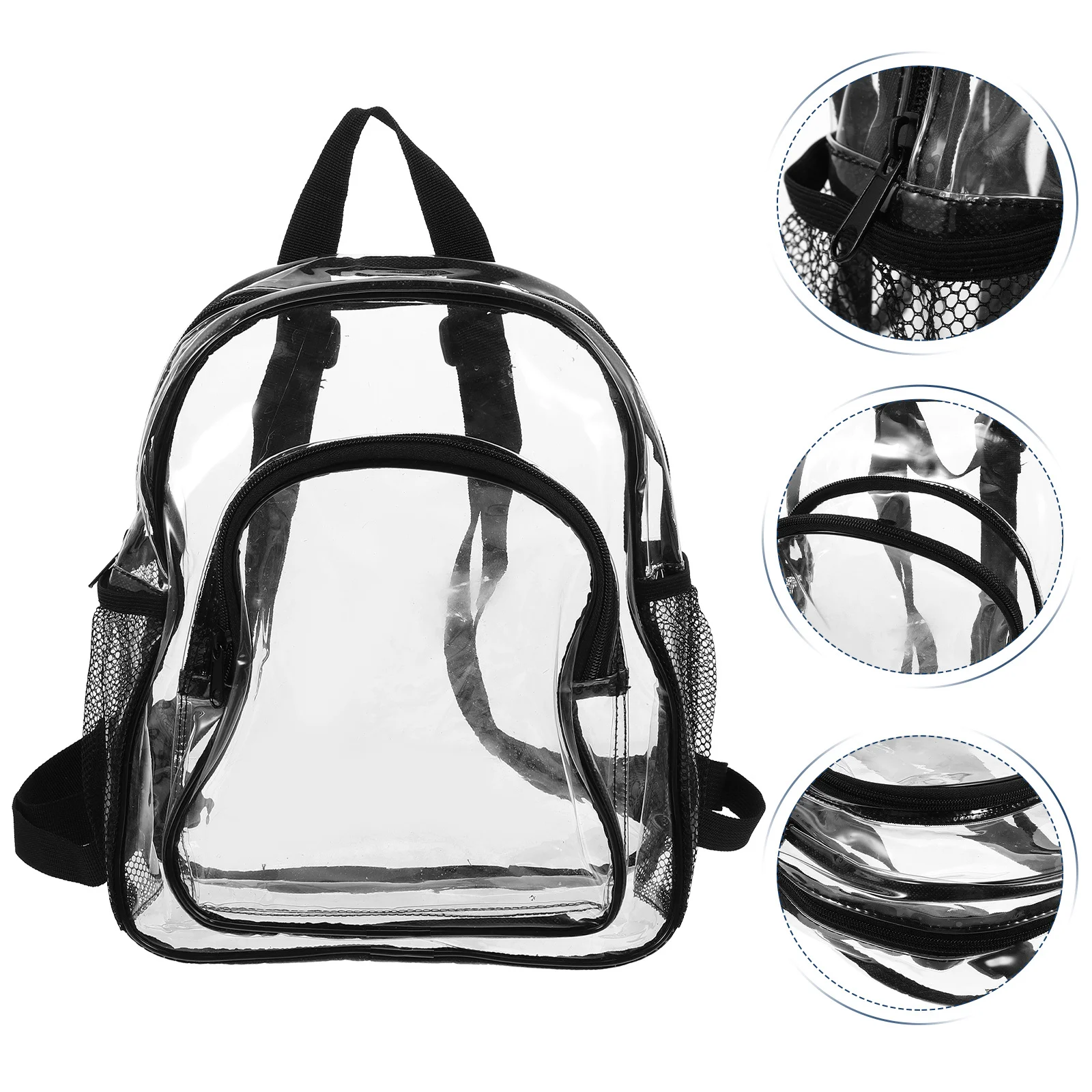 Transparent Backpack Small Cute Clear Rucksack Adjustable Shoulder Strap Lightweight Durable Clear Book Bag for School Travel