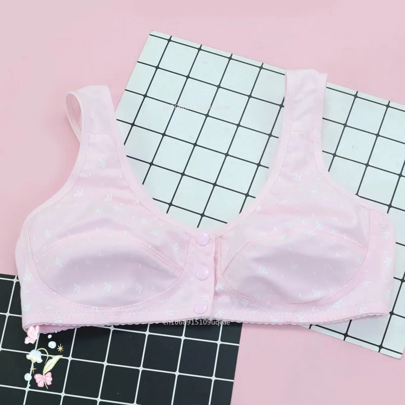 Soutien-gorge à boutons avant pour femmes, grande taille, en coton, sans fil, Anti-affaissement, sous-vêtements froncés, Бюстгальт privilien Ж бра