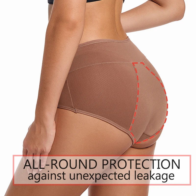 3Layers Leak Proof Menstrual Panties Women Period Underwear Incontinence Culottes Briefs High Waist Breathable Pants